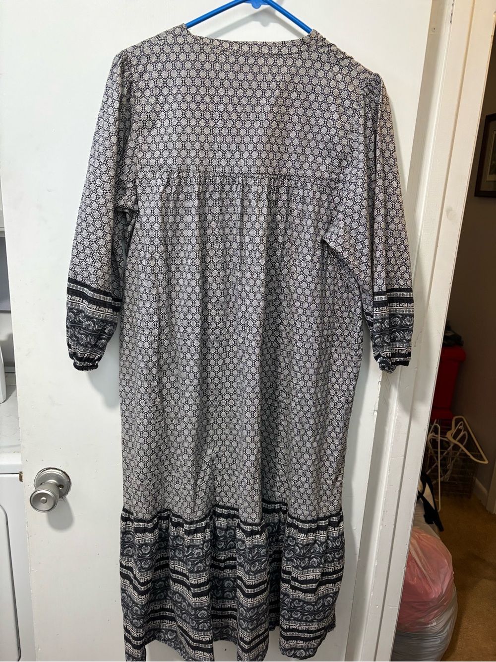 Anna Sui Uniqlo Boho Peasant Cotton Floral Paisley 3/4 Sleeves Tunic Dress Sz L - Picture 7 of 9